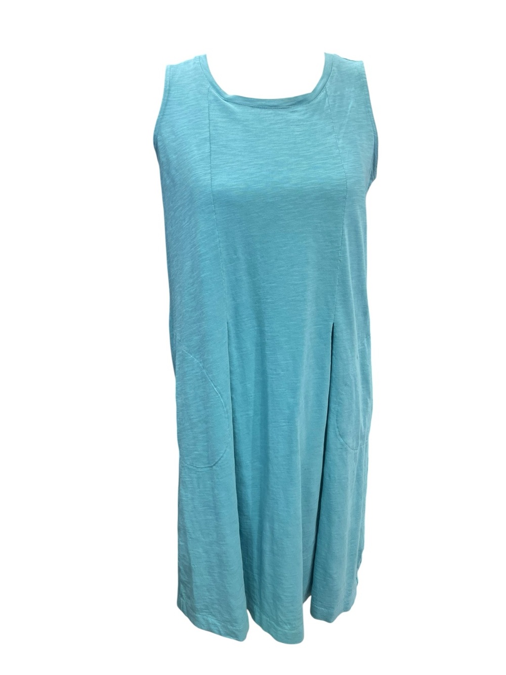 J.Jill Aqua Cotton Swing Tank Dress XS Pockets Casual Coastal - Picture 2 of 8